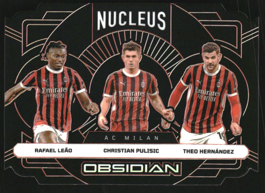 2024-25 Panini Obsidian Nucleus Electric Etch Orange #1 Theo Hernandez Rafael Leao Christian Pulisic /75