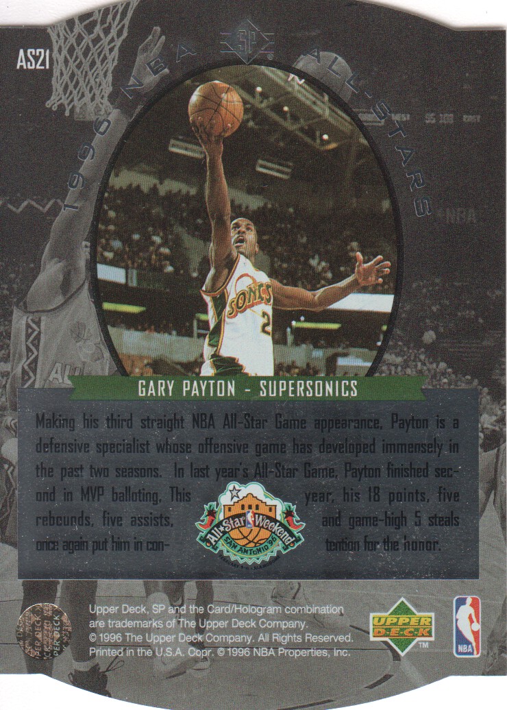 1995-96 SP All-Stars #AS21 Gary Payton back image