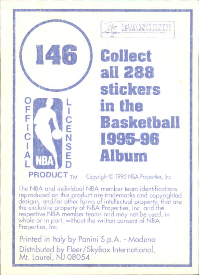 1995-96 Panini Stickers #146 Jim Jackson back image