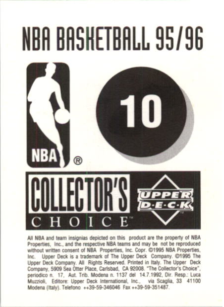 1995-96 Collector's Choice European Stickers #10 Los Angeles Clippers Logo back image