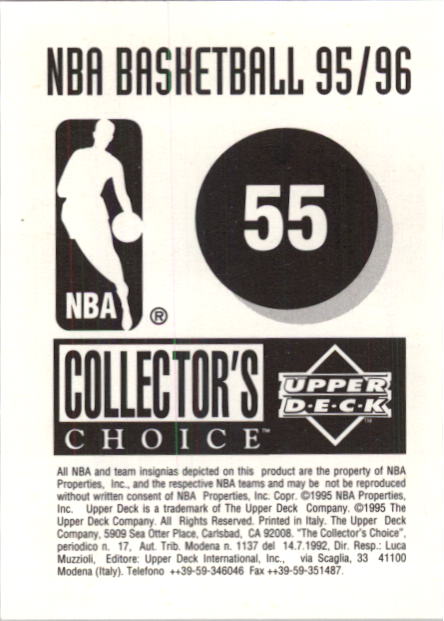 1995-96 Collector's Choice European Stickers #55 Shawn Kemp back image