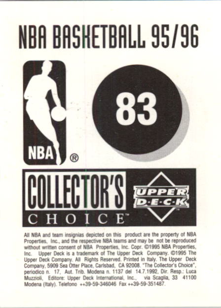 1995-96 Collector's Choice European Stickers #83 Doug West back image