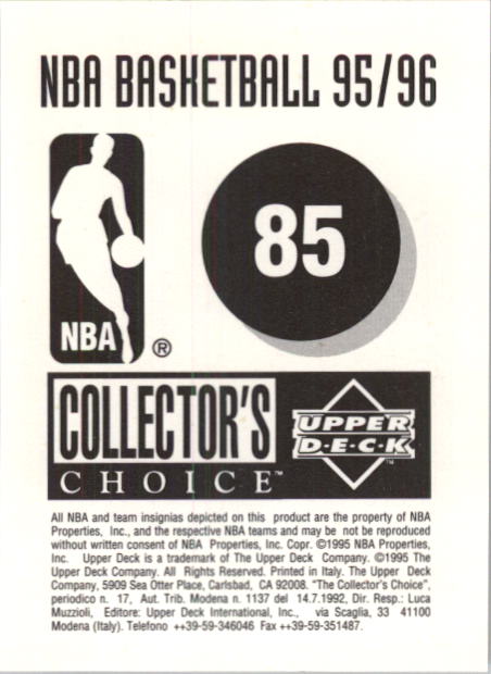 1995-96 Collector's Choice European Stickers #85 Christian Laettner back image