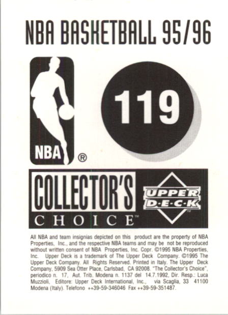 1995-96 Collector's Choice European Stickers #119 Chicago Bulls Logo back image