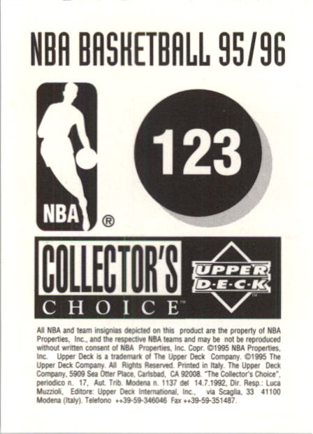 1995-96 Collector's Choice European Stickers #123 Scottie Pippen back image