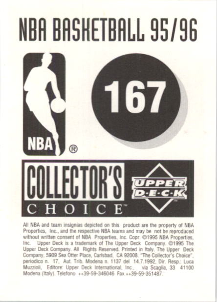 1995-96 Collector's Choice European Stickers #167 Khalid Reeves back image