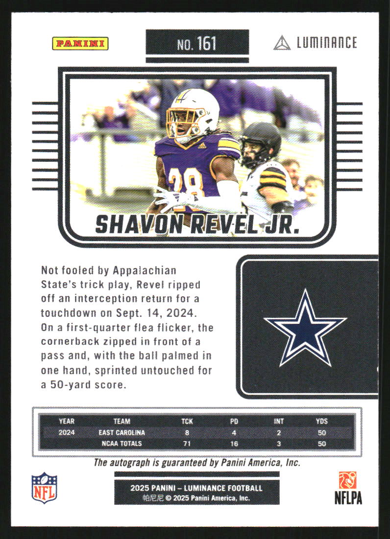 2025 Panini Luminance Autographs Blue #161 Shavon Revel Jr./50