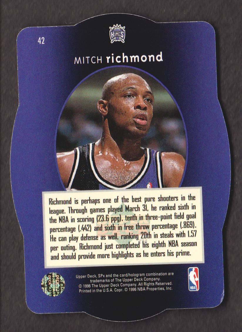 1996 SPx #42 Mitch Richmond back image
