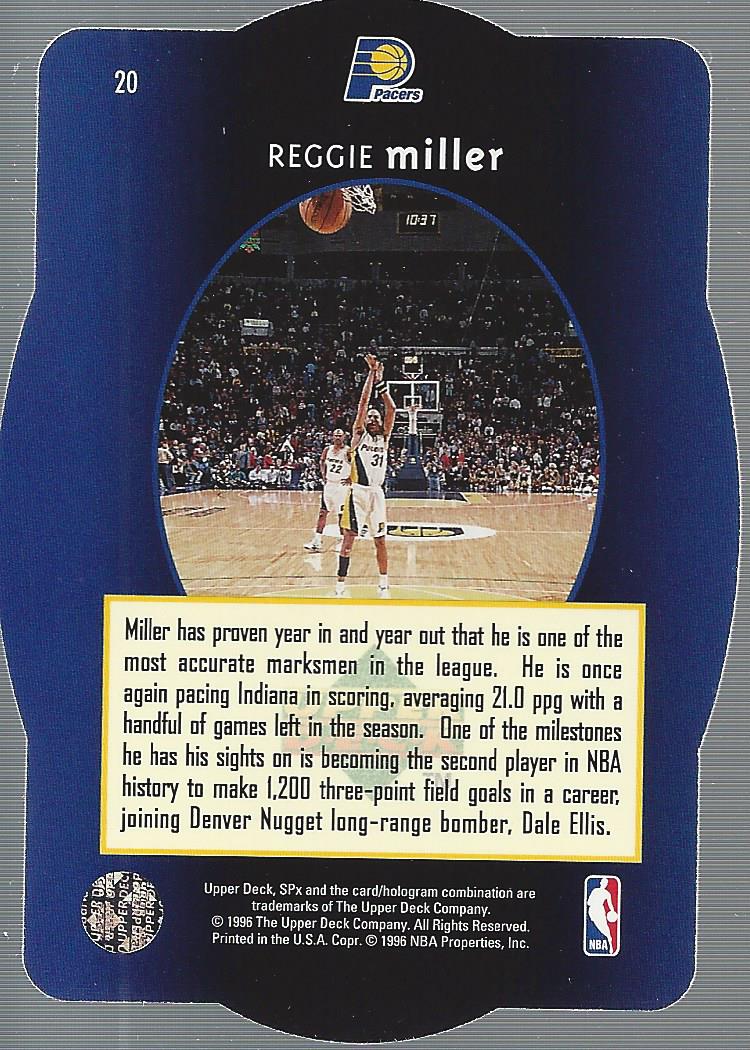 1996 SPx Gold #20 Reggie Miller back image