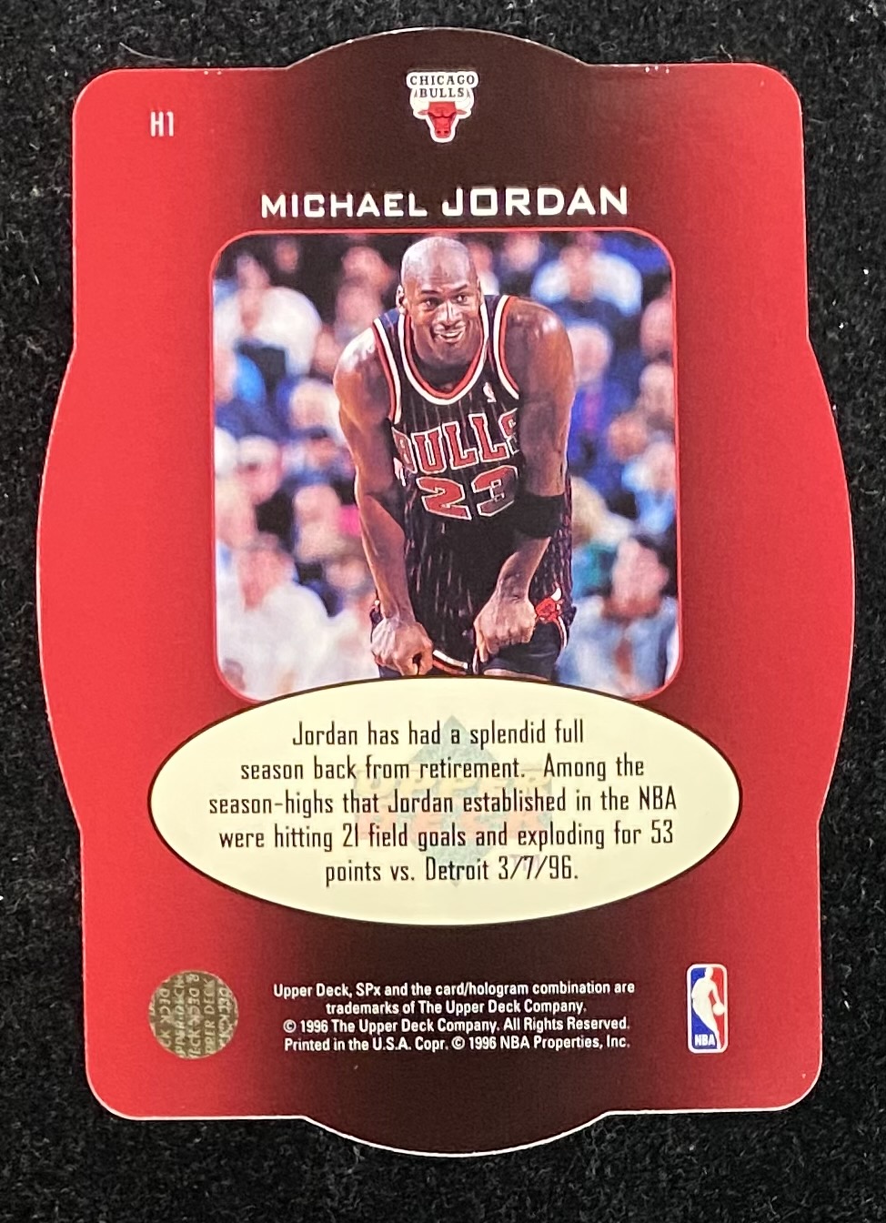 1996 SPx Holoview Heroes #H1 Michael Jordan - NM-MT+