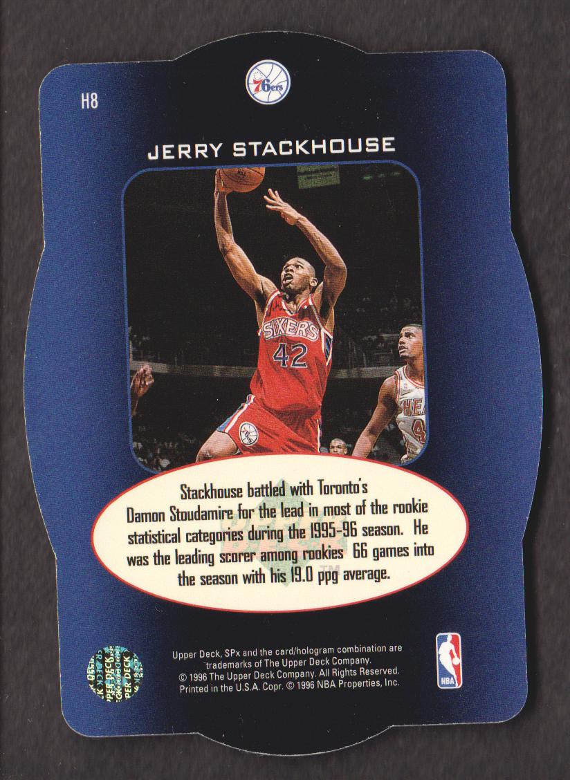 1996 SPx Holoview Heroes #H8 Jerry Stackhouse back image