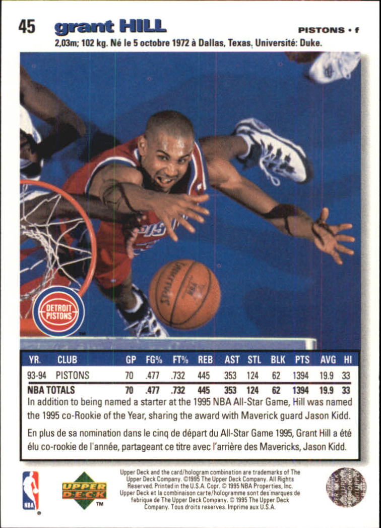 1995-96 Collector's Choice International French I #45 Grant Hill back image