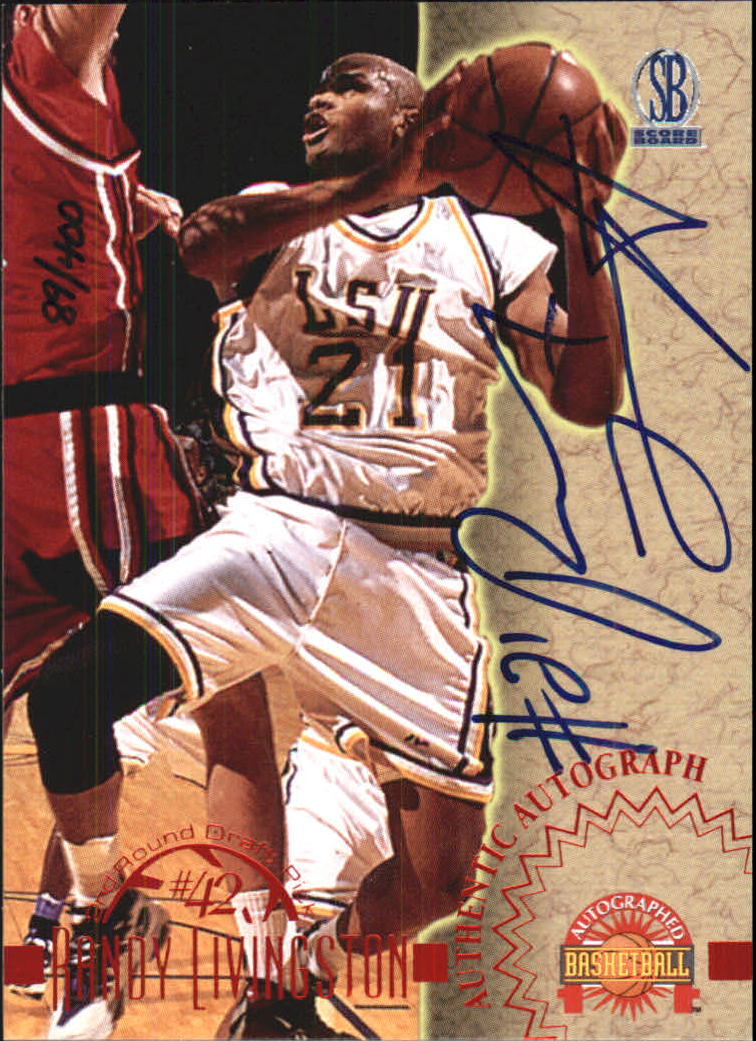 1996 Score Board Autographed BK Autographs Red #35 Randy Livingston back image