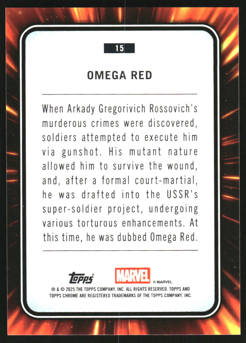 2025 Topps Chrome Sapphire Edition Marvel #15 Omega Red