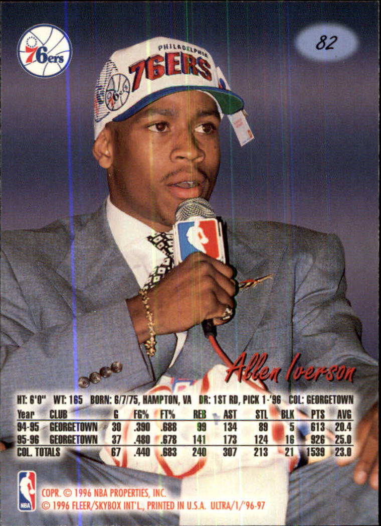1996-97 Ultra #82 Allen Iverson RC back image