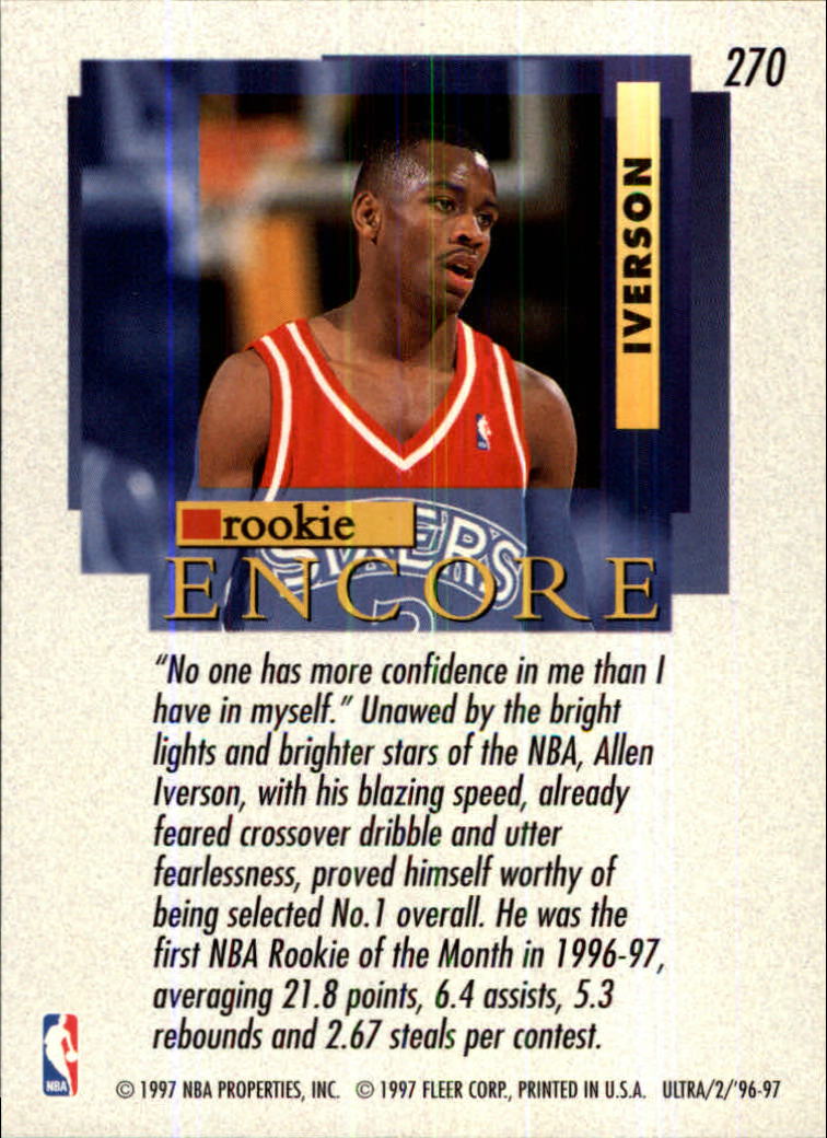 1996-97 Ultra #270 Allen Iverson RE back image