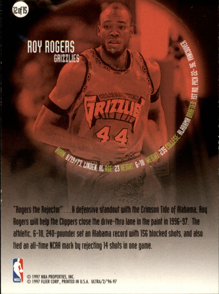 1996-97 Ultra All-Rookies #12 Roy Rogers back image