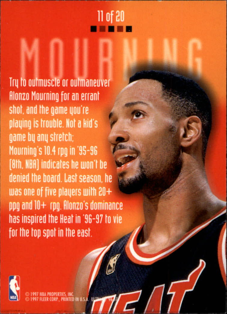 1996-97 Ultra Board Game #11 Alonzo Mourning back image