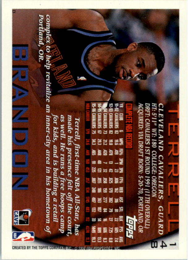 1996-97 Topps NBA at 50 #148 Terrell Brandon back image
