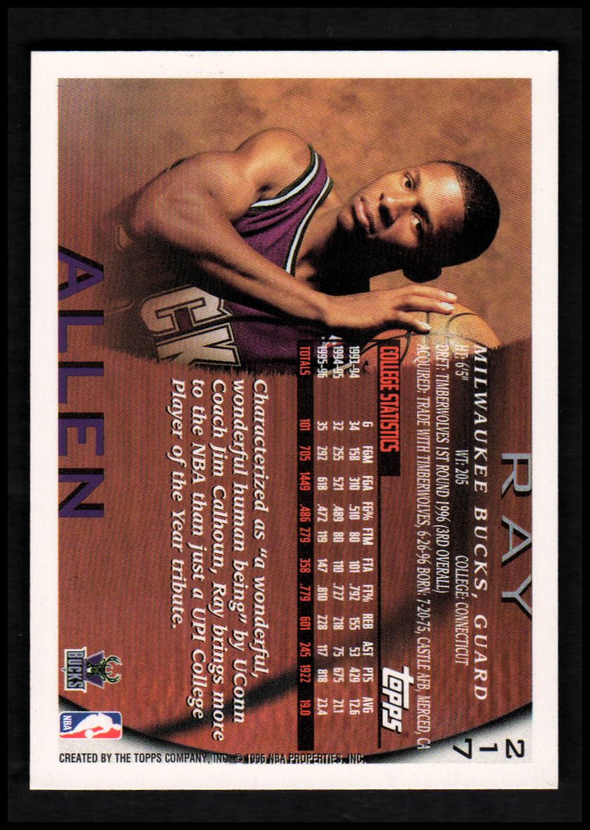 1996-97 Topps NBA at 50 #217 Ray Allen back image