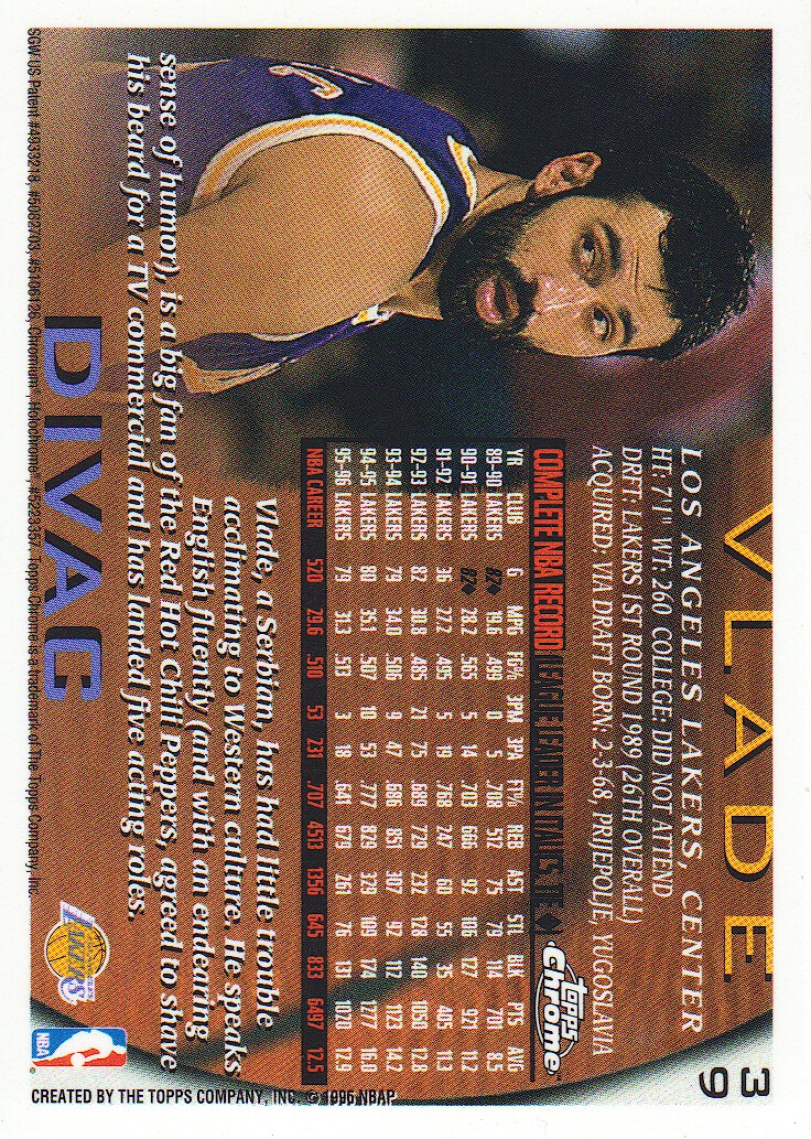 1996-97 Topps Chrome #39 Vlade Divac back image