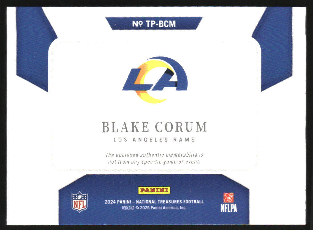 2024 Panini National Treasures Treasured Patches Holo Silver #17 Blake Corum Jersey /25
