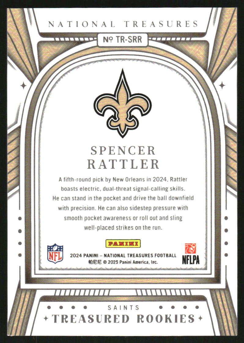 2024 Panini National Treasures Treasured Rookies Holo Silver #11 Spencer Rattler /25