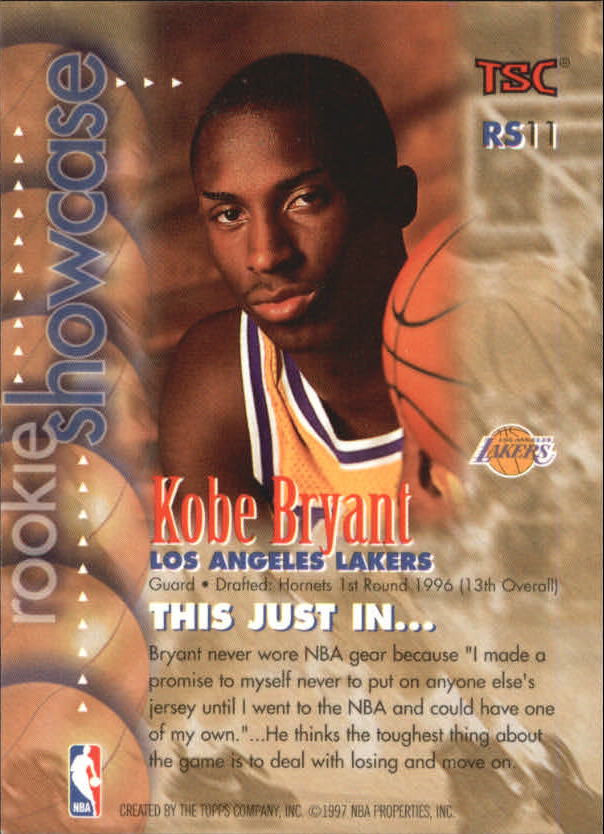 1996-97 Stadium Club Rookie Showcase #RS11 Kobe Bryant back image