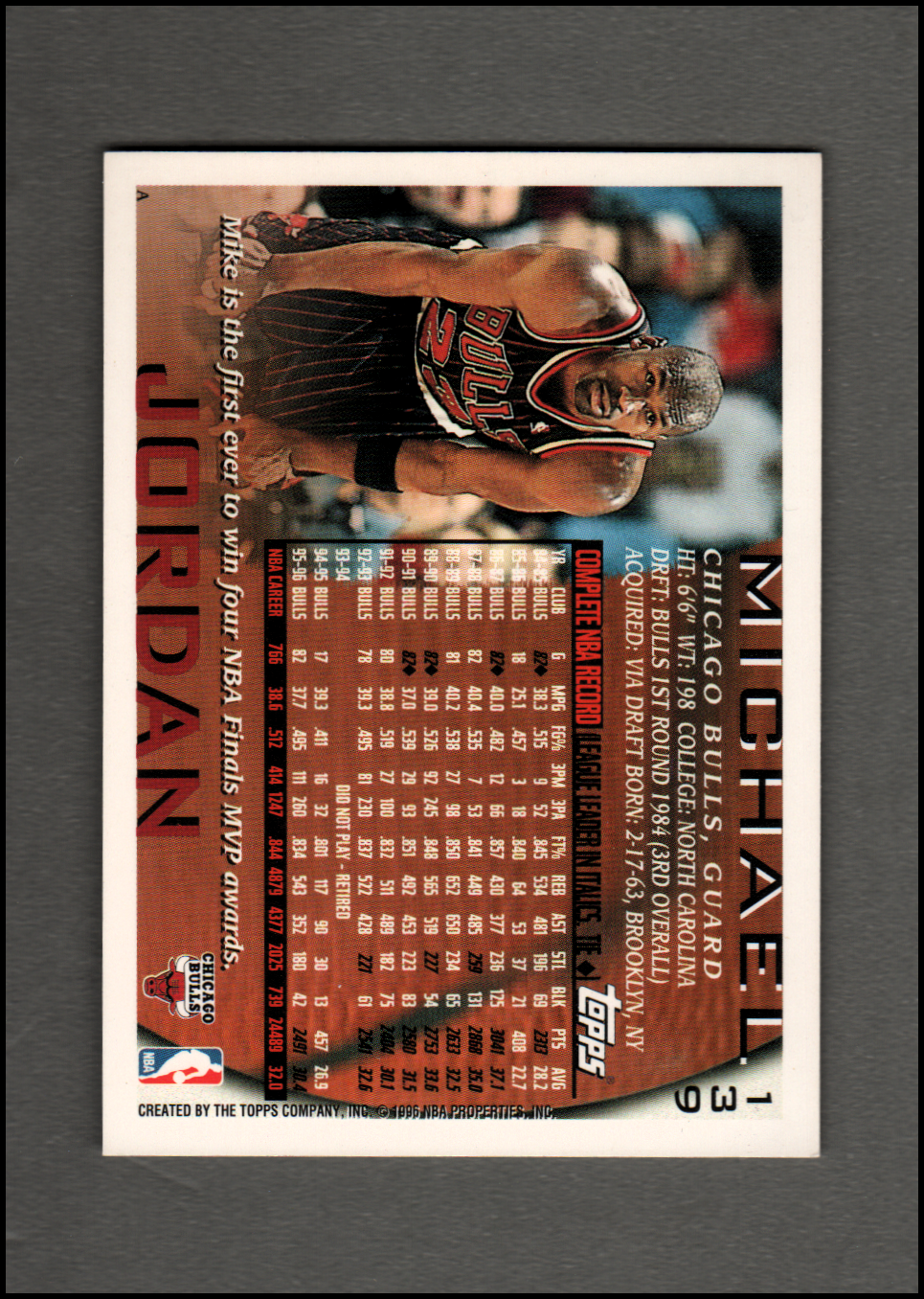 1996 Topps Michael Jordan Basketball Card #139 ~ Nm/mt