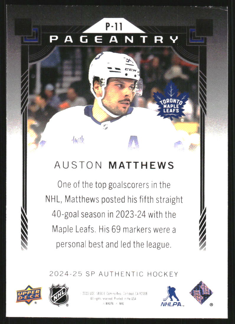 2024-25 SP Authentic Pageantry #P11 Auston Matthews