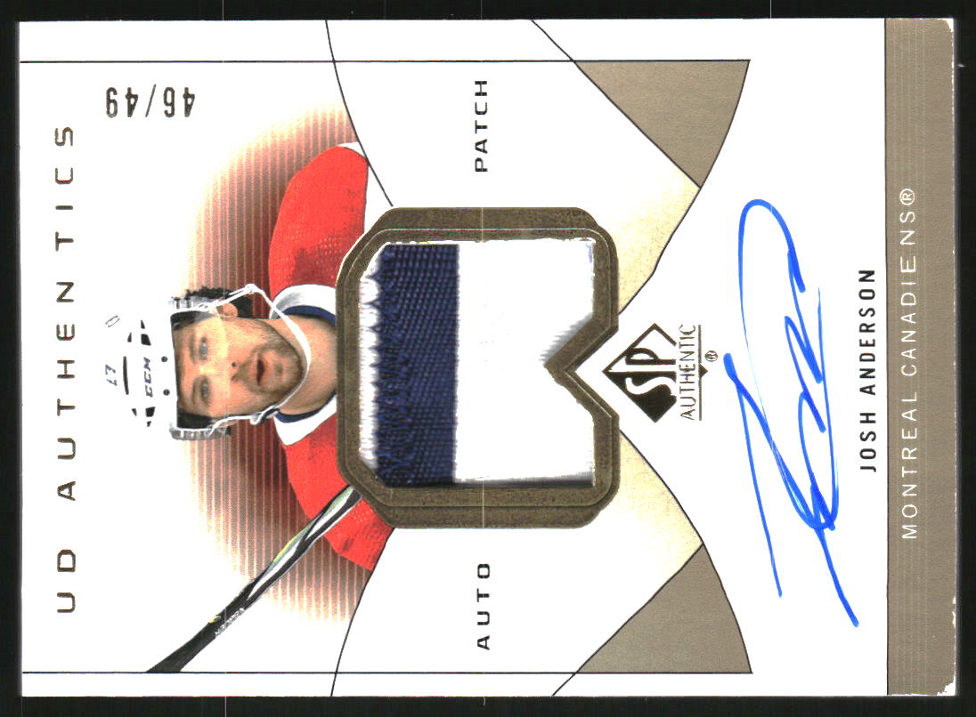 2024-25 SP Authentic UD Authentics Patch Autographs #UDAPJA Josh Anderson Auto Patch /49