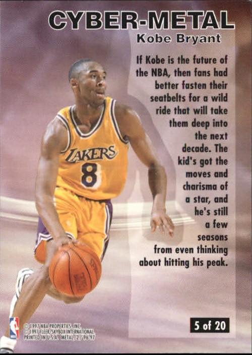 1996-97 Metal Cyber-Metal #5 Kobe Bryant - NM-MT