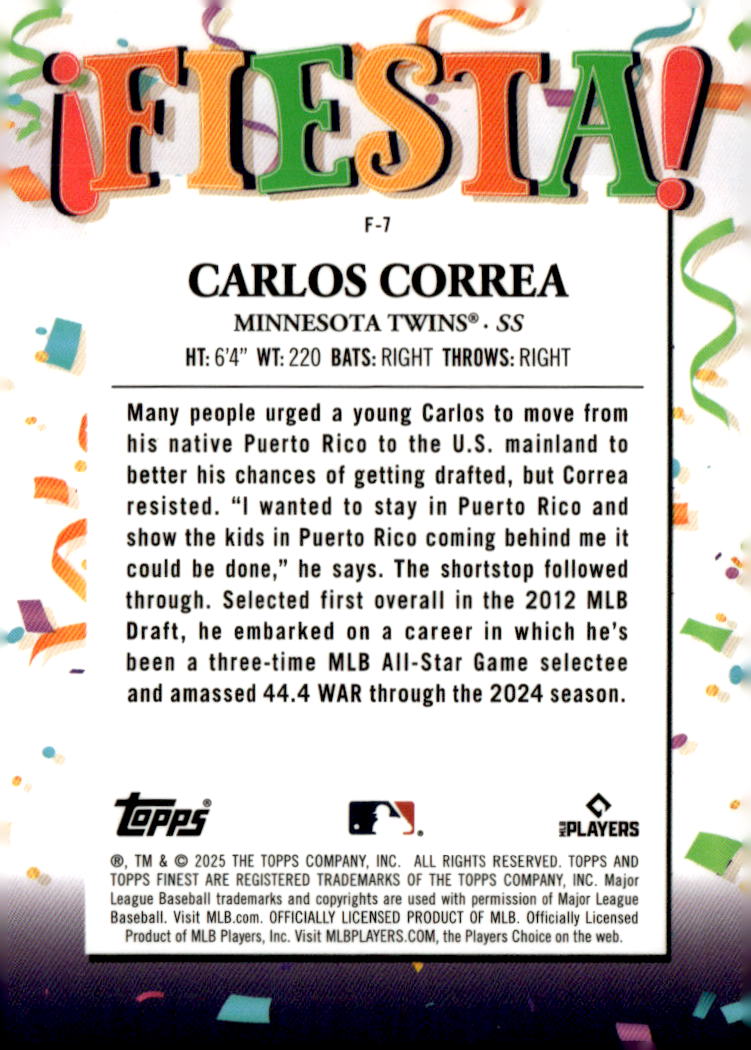 2025 Finest Fiesta #F7 Carlos Correa back image