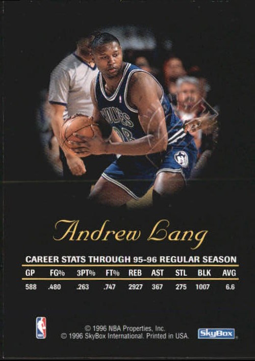 1996-97 SkyBox Premium Autographics #39 Andrew Lang back image