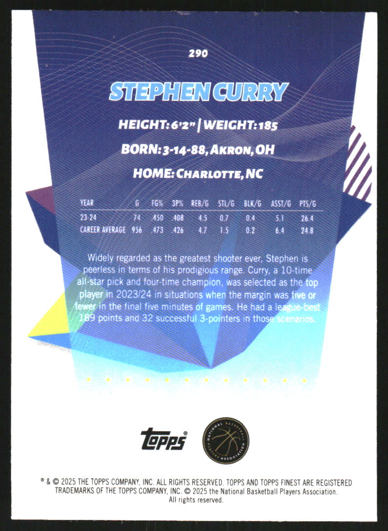 2024-25 Finest Geometric Refractors #290 Stephen Curry R