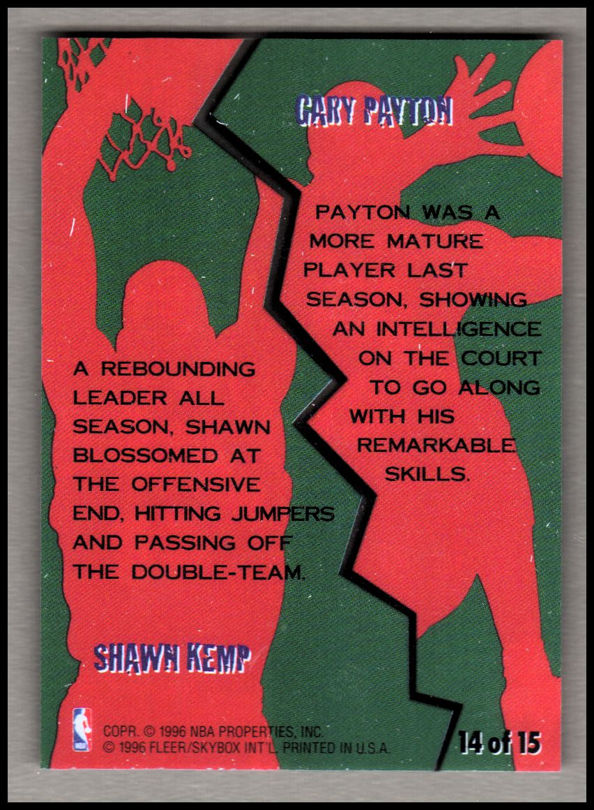 1996-97 Fleer Game Breakers #14 Shawn Kemp/Gary Payton back image