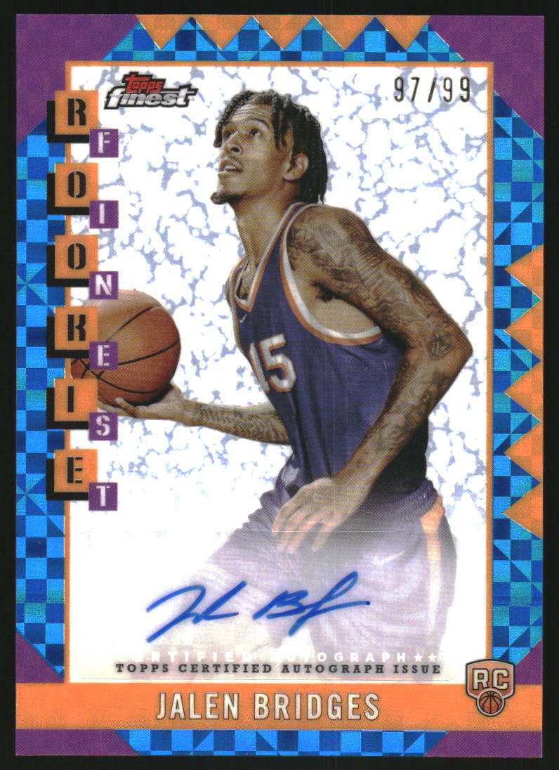 2024-25 Finest Rookie Autographs Blue X-Fractors #RFAJB Jalen Bridges