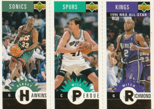 1996-97 Collector's Choice Mini-Cards Gold #M161 Mitch Richmond/Will Perdue/Hersey Hawkins