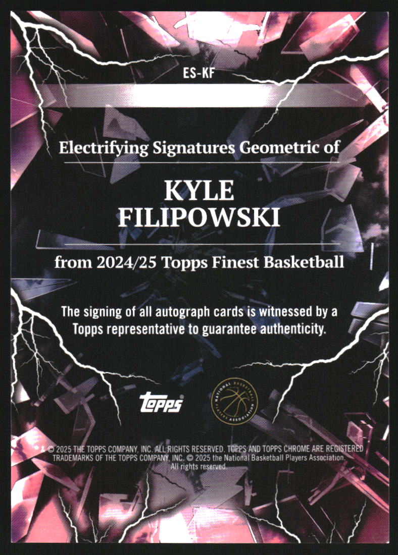 2024-25 Finest Electrifying Signatures Geometric Refractors #ESKF Kyle Filipowski Auto
