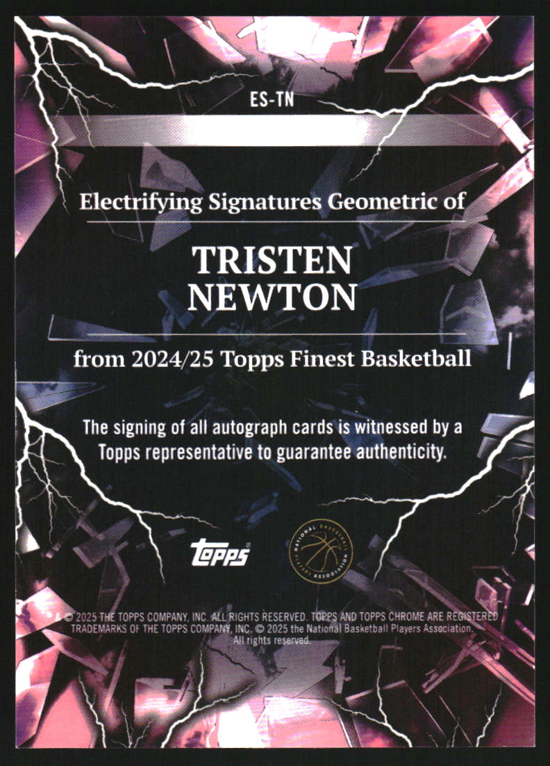 2024-25 Finest Electrifying Signatures Gold Geometric Refractors #ESTN Tristen Newton Auto