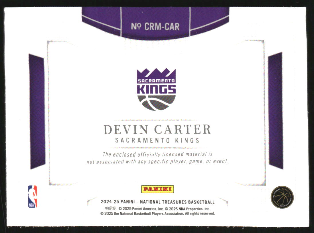 2024-25 Panini National Treasures Colossal Rookie Materials Prime #45 Devin Carter Jersey /25