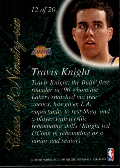 1996-97 Flair Showcase Class of '96 #12 Travis Knight back image