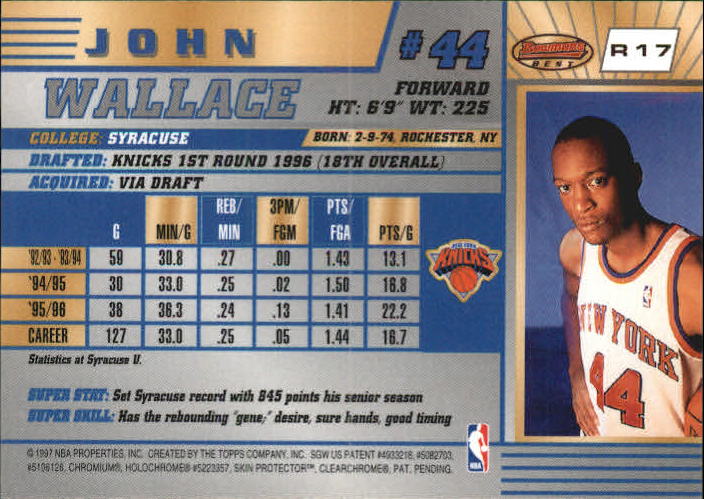 1996-97 Bowman's Best #R17 John Wallace RC back image