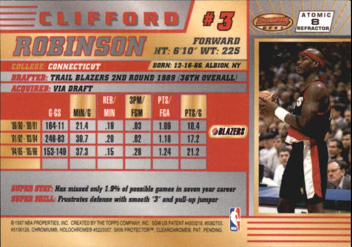 1996-97 Bowman's Best Atomic Refractors #8 Clifford Robinson