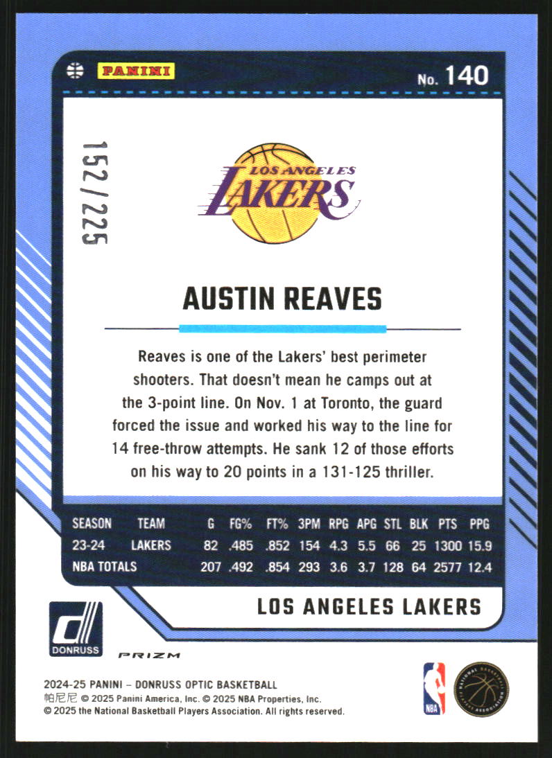 2024-25 Donruss Optic Aqua #140 Austin Reaves