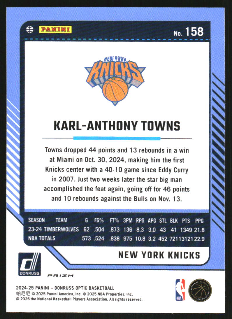 2024-25 Donruss Optic Holo #158 Karl-Anthony Towns