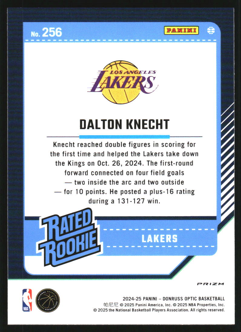 2024-25 Donruss Optic Hyper Pink #256 Dalton Knecht RR