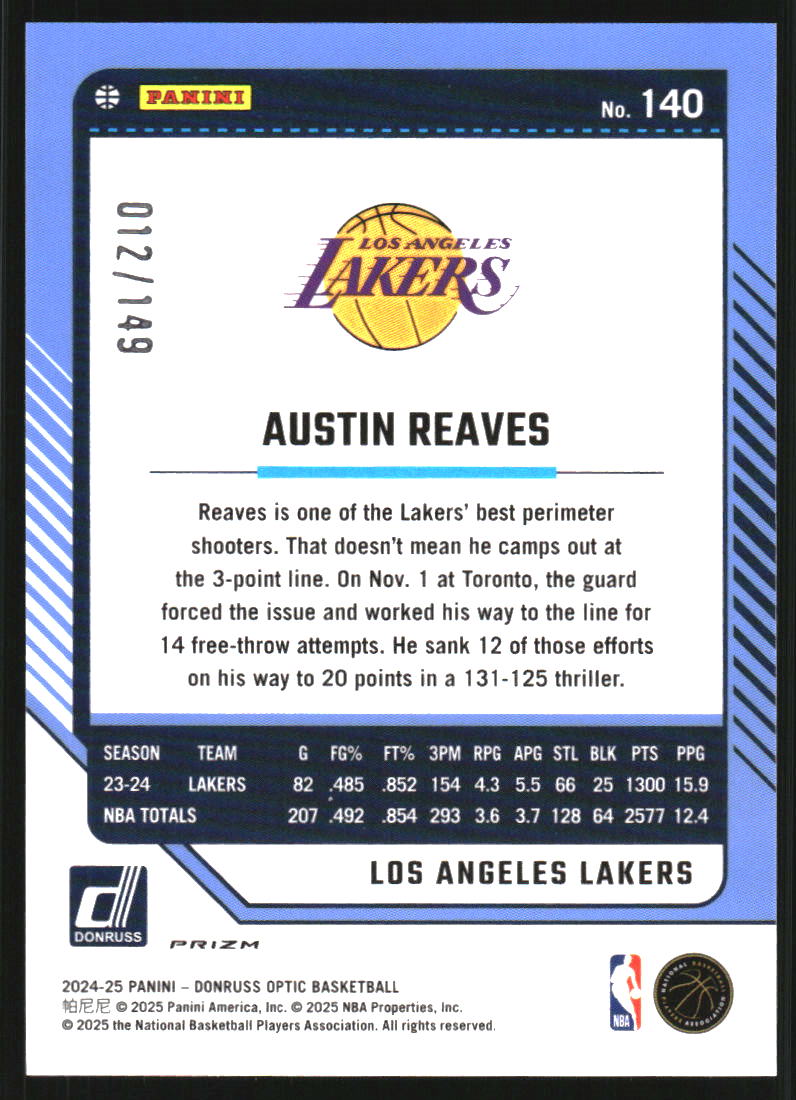2024-25 Donruss Optic Lime Green #140 Austin Reaves