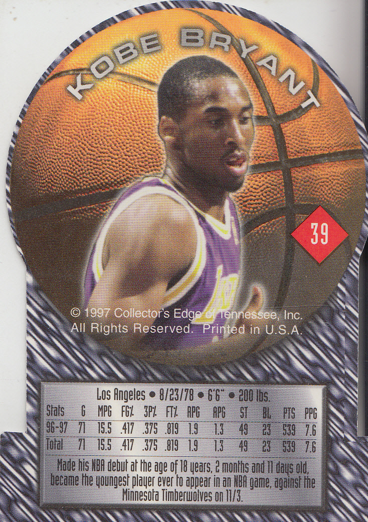 1997 Collector's Edge Impulse #39 Kobe Bryant back image