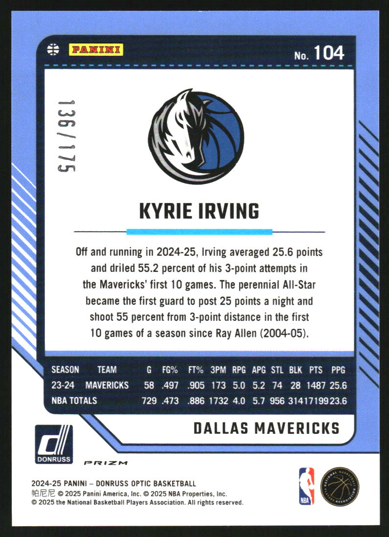 2024-25 Donruss Optic Orange #104 Kyrie Irving